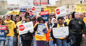 Paul Ryan, ALEC protested