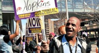 Strikers say ‘End poverty wages at Johns Hopkins Hospital’