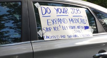 Car caravan in North Carolina demands aid for people, not companies