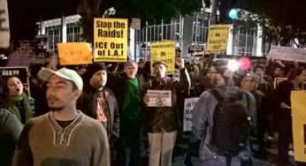 Los Angeles ICE raid protests block 101 Freeway
