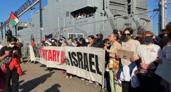 Bay area activists block warship for nine hours in Port of Oakland