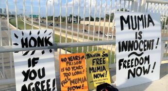 Houston stands for Mumia during 40-for-40 events