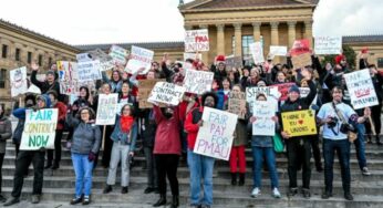 Los trabajadores del Museo de Arte de Filadelfia se manifiestan por “¡Contrato ya!”