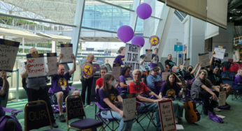 PDX maintenance workers “Sit Down! Fight Back!”
