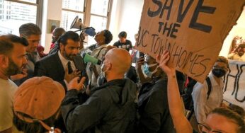 Housing activists crash  developers’ party